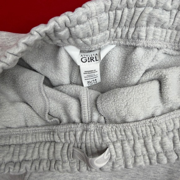 Athleta Girl Heather Gray Fleece Jogger Sweatpants XL 14 Elastic Waist Logo - Picture 6 of 6